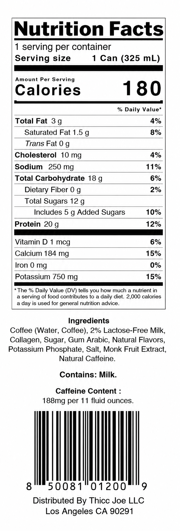 Original Nutrition Facts and ingredients